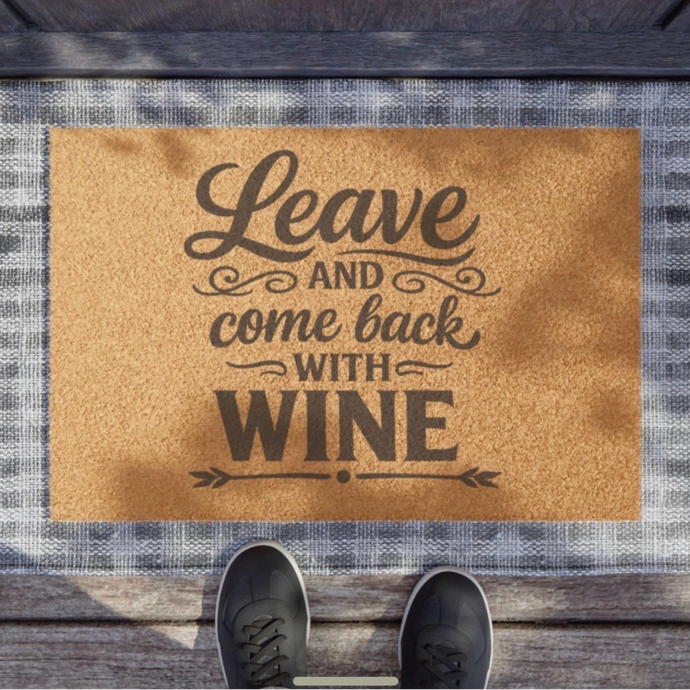 Custom Brown Welcome Mat with Black Text